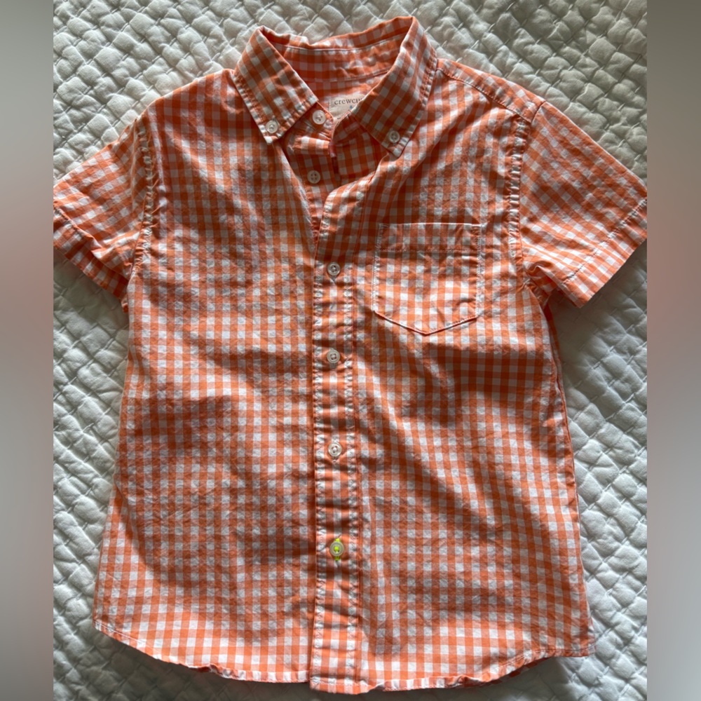 Crewcuts Orange and White Checkered Shirt